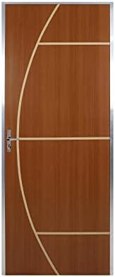 Kit Porta de Madeira Decorada 212x65cm com Batente de Aluminio 3,...