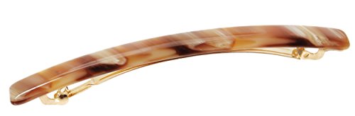 France Luxe Long & Skinny Barrette, Caramel Horn - Classic French Design For Everyday Wear