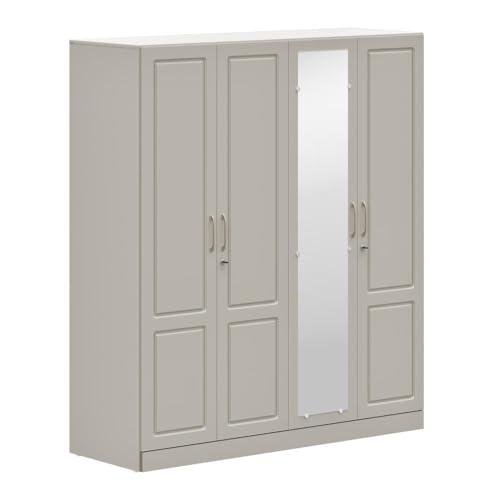 Image of Wakefit Wardrobe for Bedroom | 3 Yr Warranty | Cupboard for Bedroom, Almirah, Wooden Wardrobe, Comes with LED light, Storage Drawer, Mirror & Hanger, Density:680-750kg /m, Free Installation(Tyrian-LG)