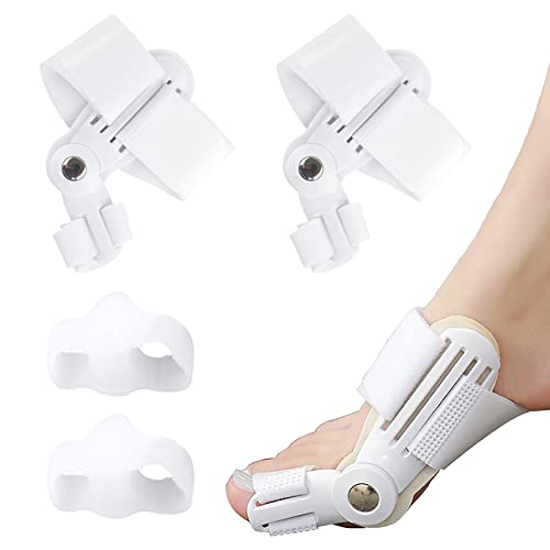 PKCHYE Hallux Valgus Schiene Korrektur Corrector Bunion 2 Stück Bunion Support Bunion Splint Corrector Big Toe Weiß Straightener Plus Zehenspreitzer Weiß Für Damen Herren Nachtschiene Cover