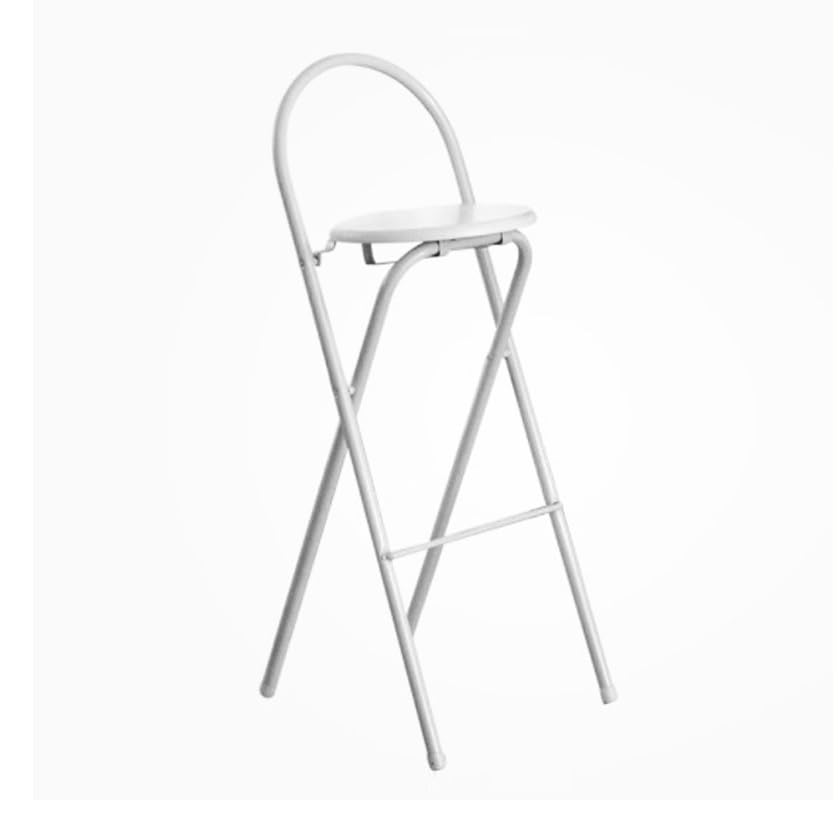 Wooden Folding Bar Stool with Footrest, Round Folding High Stool, Portable Counter Height Kitchen Chair for Cafe, Garden Seat 56, 61, 66,