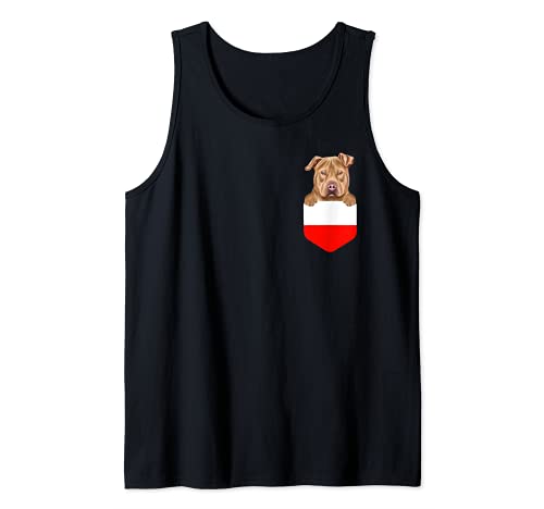 Poland Flag Usa Staffordshire Terrier Dog In Pocket Tank Top, Black