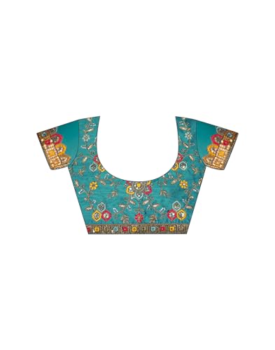 Image of SIRIL Women's Bandhani Printed Georgette Sequence Lace Scalloped Border Saree with Unstitched Blouse Piece