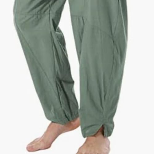 Men's Linen Cotton Loose Fit Casual Lightweight Elastic Waist Summer Beach Pants 2025 Spring Summer Trendy Trouser2