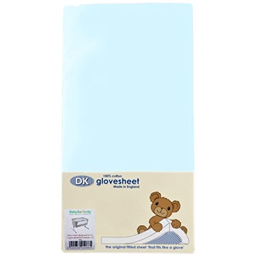 DK Glovesheet - Sábana ajustable elástica en 100% algodón para colchónes de Cunas Bedside (Color: Azul)