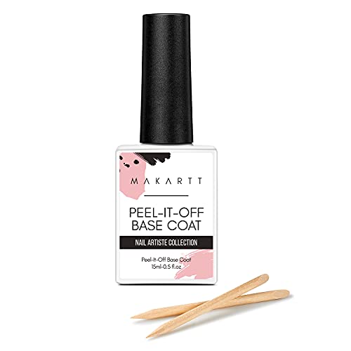 Makartt Peel Off Base Coat, 15ml UV Gel Base Coat Nail Polish Peelable Base Gel for Takeoff Peelable Removal Peely Base for Nail Practice Beginners, Easy Gel Polish Removal No Soaking Filing Required