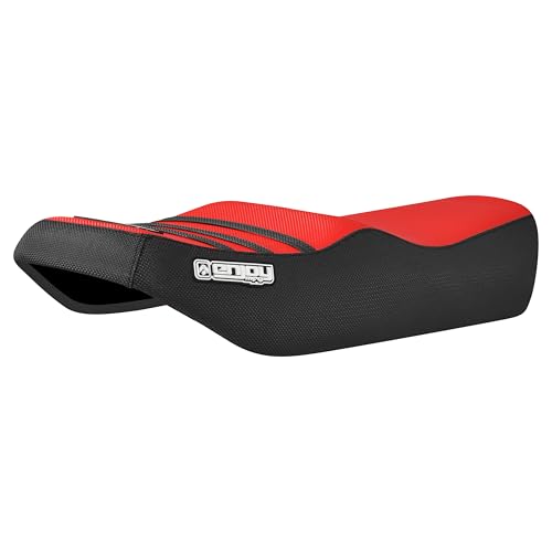 Enjoy Mfg Seat Cover - Compatible with Suzuki 2015-2019 AX 100_#524 (Black Sides/Red top/Black Ribs)