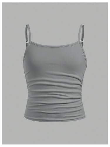 Image of SOLY HUX Girl's Tank Tops 3 Packs Cute Ruched Spaghetti Strap Camisole Slim Fit Undershirts