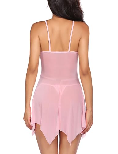 Image of SSoShHub SoShHub Women Babydoll Nightwear Swimwear Beachwear Sheer Honeymoon Lingerie with Panty Set Chrismas Bikini Girlfriend Wife New Year Babydoll Valentine Festival Bikini, Free Size