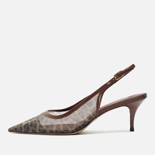 Image of Mesh Kitten Heels for Women Slingback Design with Pointed Toe Breathable and Stylish Elegant Low Heel for Comfort