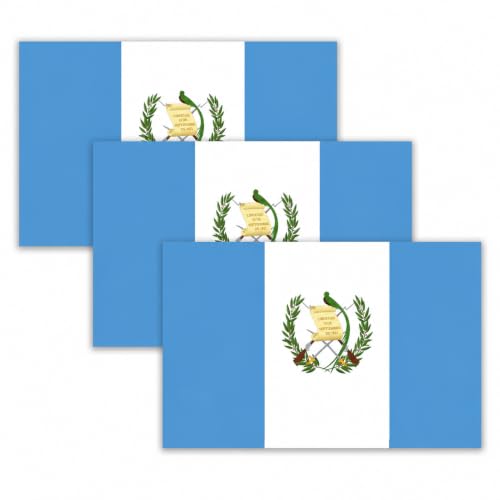 Image of Guatemala Vinyl Flag Stickers, Car Decals, Waterproof Indoor Outdoor, Laptop Stickers, Car Bumper, Guatemalan Flag, 5 x 3 Inches, Set of 3