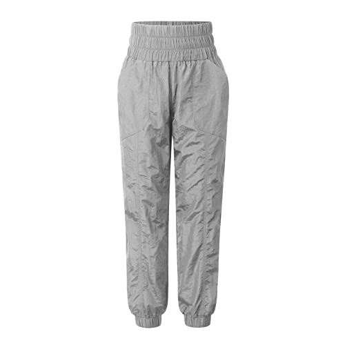 Pantalon de sport anti transpirant coupe sarouel fluide gris clair pour femme