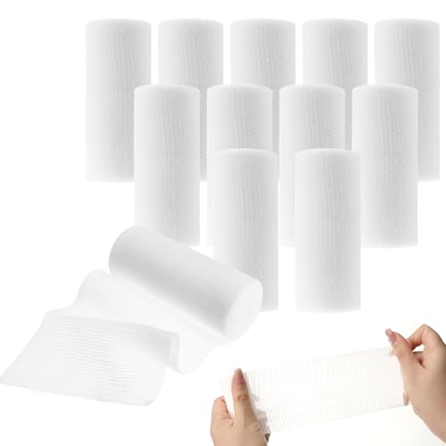 12 rollos de vendas de gasa de 7,5 cm x 4,5 m, elásticas, para el cuidado de heridas
