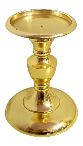 Image of Gold Plated Small Candle Stand | Candle Holder | Modern Design Candle Pillar Candle Holder for Home Decoration | Diwali | Festival | Christmas | (Small, 6 inches, Gold
