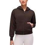 CRZ YOGA SoftAura Full Zip Hoodies for Women - Workout Casual Zipper Hooded Sweat Shirts with Pockets