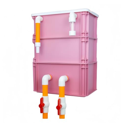 Quxxuol水槽ろか装置 池用濾過装置 水槽フィルター 上部フィルター水槽フィッシュレット 養魚池水浄化循環システム 熱帯水族館に適しています (ピンク,ベアボックス(配管継手を含む))