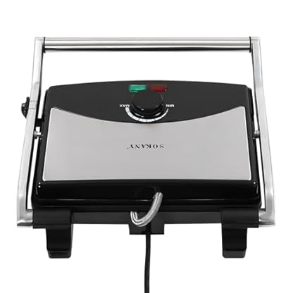 Kontaktgrill mit Backschale, Tischgrill, Einstellbare Temperatur, antihaftbeschichteter, Elektrogrill, Steak Grill für fettfreies Grillen – Bild 6