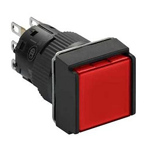 Pulsador rojo 24V luminoso con contacto 1NANC de alta visibilidad LED