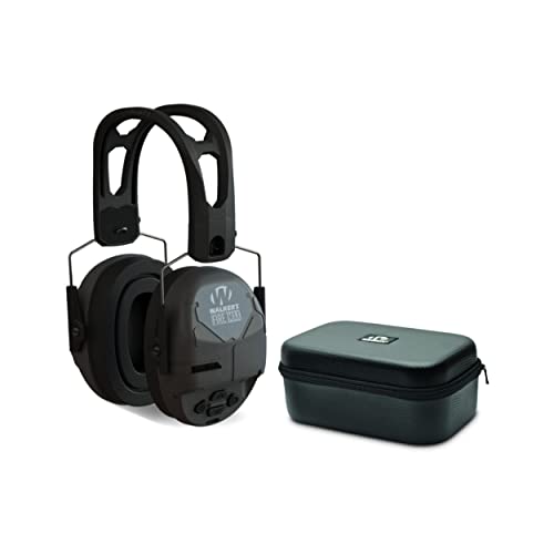 Walker's Rechargeable Lightweight Shooting Hunting Range Electronic Slim Low Profile Hearing Protection FireMax Earmuffs Bundle with Earmuff Carrying Case (Black) (2 Items)