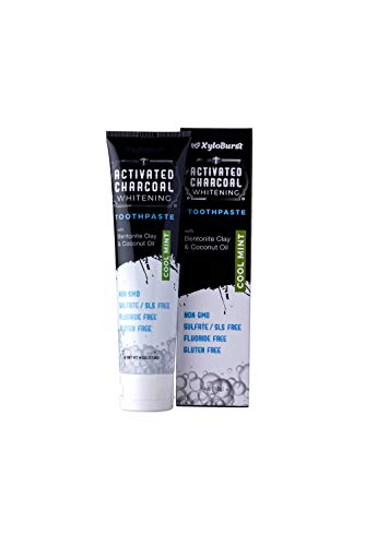 Xyloburst Black Activated Charcoal Natural Whitening Toothpaste With Xylitol - Sls Free, Sulfate Free, Fluoride Free, Vegan, Safe On Enamel, Made In Usa, Peppermint (4Oz) (1 Tube) #TOP20