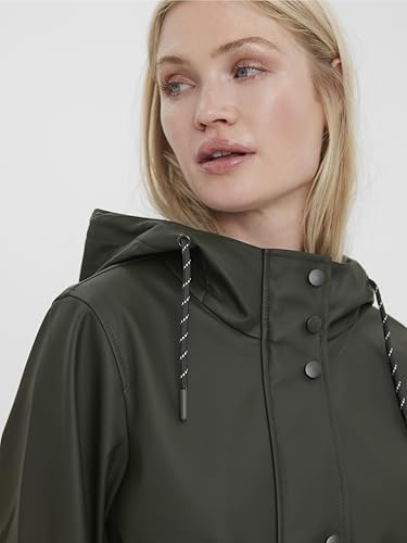 VERO MODA Damen Regenjacke VMMalou wasserabweisender Parka mit Kapuze 10266982 peat M