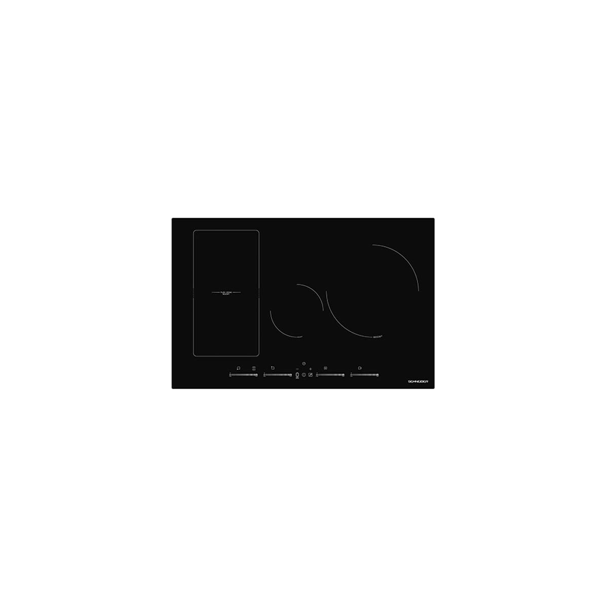 Plaque à Induction Schneider 80 Cm, 4 Foyers Dont 1 Flexible, 7400 W, Fonction Plancha, Noire - SCTI8041N3/1
