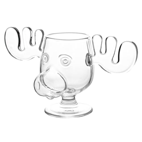 Aartner Moose Mug Elchglas Elchtasse Glasmaterialien - Sicherheitsverpackungen Weihnachts Eierlikörgläser Elchbecher 12 cm 200 ml Transparent Christmas Geschenk