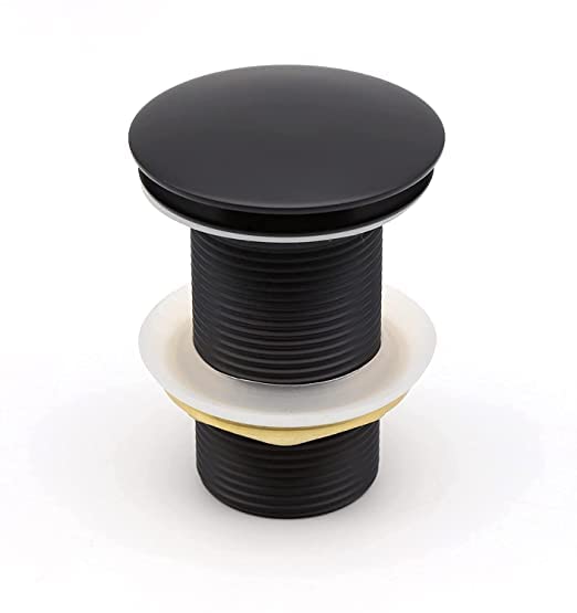Image of Aquieen Pop-Up Waste Coupling Matt Black - Premium Brass Drain Stopper for Basins (3 inch)