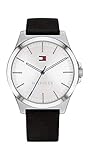 Drei-Zeiger-Zifferblatt Tommy Hilfiger Herren Analoger Quarz Uhr mit Leder Armband 1791716