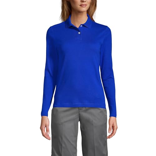 Lands' End Women's Long Sleeve Interlock Polo Shirt (Feminine Fit)