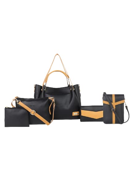 ROVOK Handbag For Women And Girls COMBO SET OF 5,Shoulder Bag for women College bag for Girls Slingbag for ladies Rakhi Gift For Yor Patner (RVK-1005 BLK) (B0B76SZB9Q) Amazon Price History, Amazon Price Tracker
