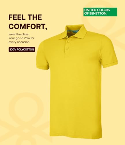 Image of United Colors of Benetton Shirt for Men | Tees for Man | Half Sleeves Plain Stylish Regular Fit Polo | Collar Tshirt | T-Shirt | Stylish Mens Tshirt