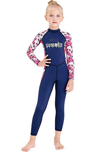 Baby Girls One Piece Swimsuit with UPF50+ Sun Protection Long Sleeve Full Suit Swimwear UV Protective Swimsuit Sunsuit Swimming Suit