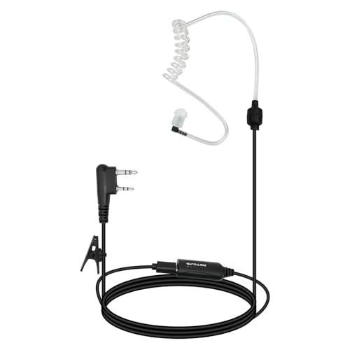 Retevis Cancelación Activa De Ruido Walkie Talkie Auriculars, Pinganillo Walkie Talkie, Auricular De Tubo Transparente Compatible con Radio Bidireccional Kenwood RT24 RT668 RT27 (1 Piezas)