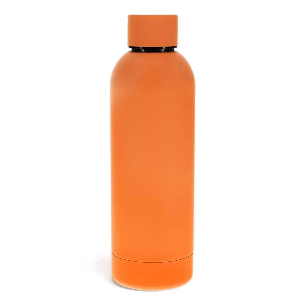 Rubber coated steel bottle 500ml - Orange water bottle stainless steel