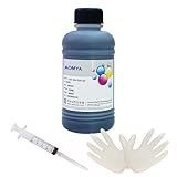 Aomya Compatible HP Black Ink Refill Kit 250ml Dye Bulk Ink for HP Inkjet Printers Refillable Cartridge CISS CIS System (9 oz) with Syringe&Glove