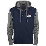 Dunbrooke Alpha Denver Broncos, Soft-Shell Fleece Jacket Men’s Hooded Wind Water Resistant Stretch, Navy, XLT