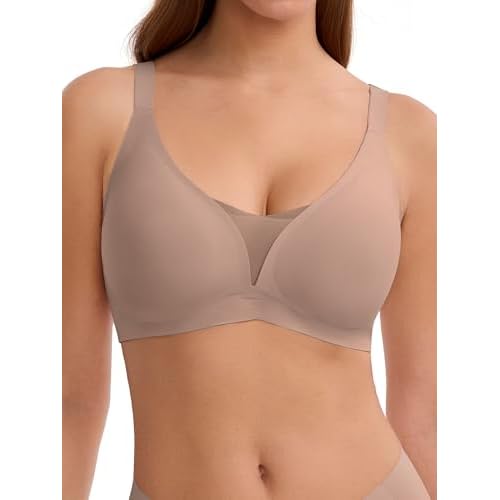 LUCKMEEY Bras for Women No Underwire Deep V Wireless Bra Push Up Seamless Bras Full Coverage Bralettes Everyday Bra