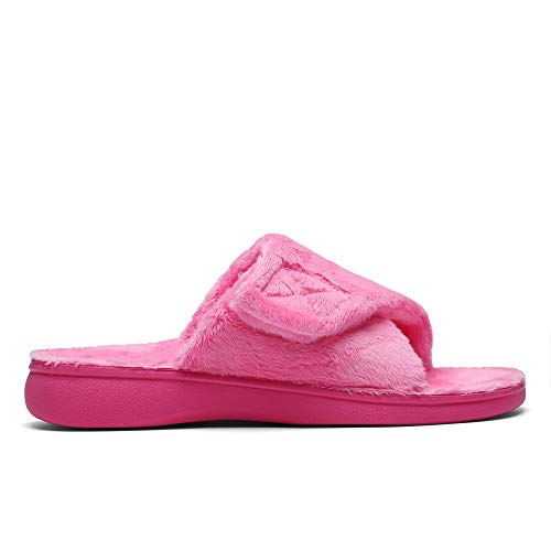Image of SOLLBEAM Women's Plantar Fasciitis Fuzzy House Orthopedic Adjustable Slippers With Arch Support Orthotic Heel Cup Sandals For Ladies