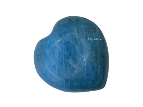 Image of Crystal Heaven Certified Blue Apatite Crystal Heart Palm Pebbles Stones For Anxiety Stress Relief Massage - Aaa Grade Original Healing Gemstone Agate Heart Palm Stone For Yoga Meditation Spiritual