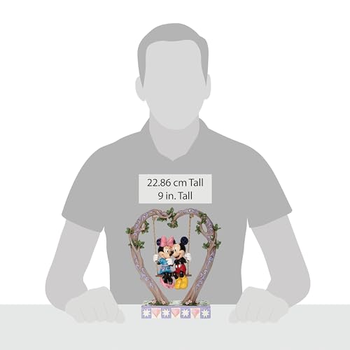 Enesco Disney Traditions by Jim Shore Mickey and Minnie Mouse on Heart Swing Figurine, 9 Inch, Multicolor