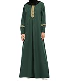 WSPLYSPJY Womens Muslim Abaya Dress Zipper Islamic Robe Pockets Maxi Prayer Clothes with Hijabs Green M