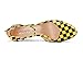 HEUIVZAR Women Wedge Pumps Round Toe Two-Piece Mid Heel Ankle Strap Dress Shoes Classic Office Patent Yellow Plaid 2 Inch 7 US