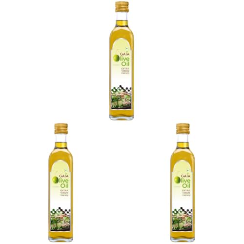 Image of GAIA Extra Virgin Olive oil 1 ltr Super Saver pack, Good for Health, Rich in monounsaturated fat, good cholesterol (Pack of 3)