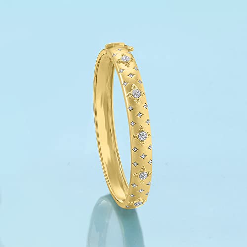 Ross-Simons 0.20 ct. t.w. Diamond Cluster Bangle Bracelet in 18kt Gold Over Sterling3