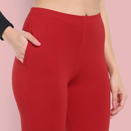 Image of ONE SKY Women Full Length Leggings | Cotton Modal Spandex Blend | High Waist Stretchable & Bio-Washed Fabric | Colour-Lock Technology | Comfortable Leggings for Women