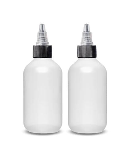 ljdeals 2 oz Plastic Squeeze Bottles with Twist Top Caps, Refillable Containers for Shampoo, hair color, Lotions, condiments, glues, craft, sauce and more, Pack of 2, BPA Free, Made in USA