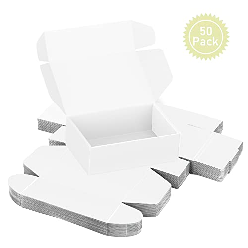 Image of 50 Pack 4 inchx6 inchx2 inch Shipping Boxes, Corrugated Cardboard Small Box Mailer, Shipping Boxes for Small Business for Gift Packing- TONESPAC (4 inchx6 inchx2 inch, White)