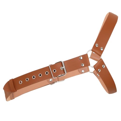 YONGHS Mens Body Chest Harness Belt Fashion Punk Gothic Pu Leather Shoulder Cage Belt Strap Cosplay Clubwear Costume Brown One Size