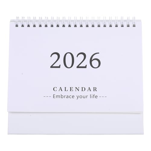 Calendario de escritorio 2025-2026 pequeño blanco de 19x16,5 cm para mesa